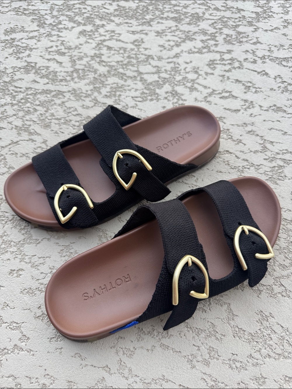 Rothy's Black Buckle Slide Sandals size US6.5